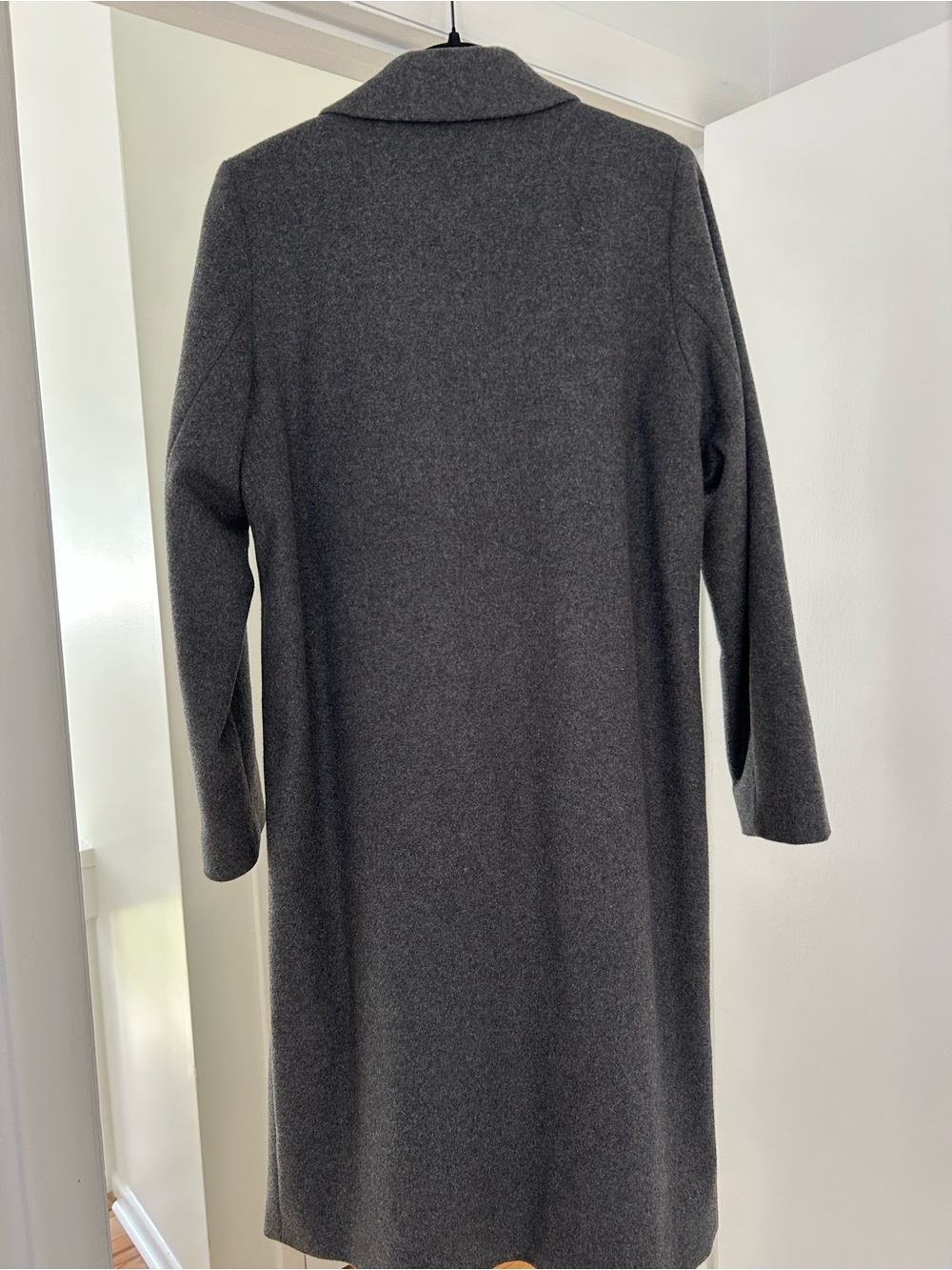 Quince Dark Charcoal Single-Button Long Italian Wool Trench Coat - Picture 3 of 3